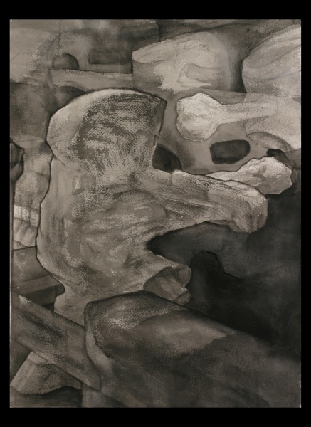 Planet of the Archbuilders: K, 2003-5, watercolor on paper, 30” x 22”