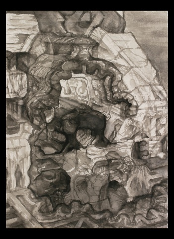 Planet of the Archbuilders: M, 2003-5, watercolor on paper, 30” x 22”