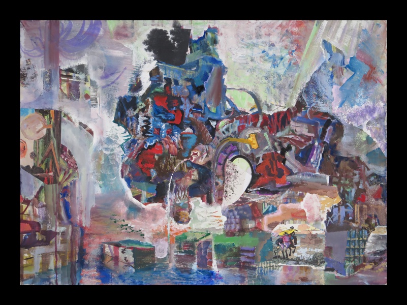 Giant Barfing, 2012-14, gouache and collage on paper, 30” x 42”