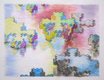 untitled, 2015, color pencil on isometric graph paper, private collection