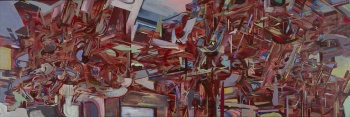 Region 40, 2001, acrylic on canvas, 48” x 144”